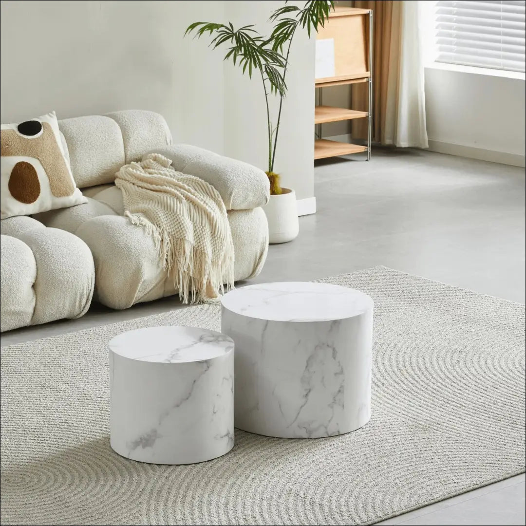 Kavos staliukų rinkinys iš MDF baltos spalvos / marmuro TE737 - €98 Save 15% 50-100, __label:Pristatymas 5-14 d.d.,