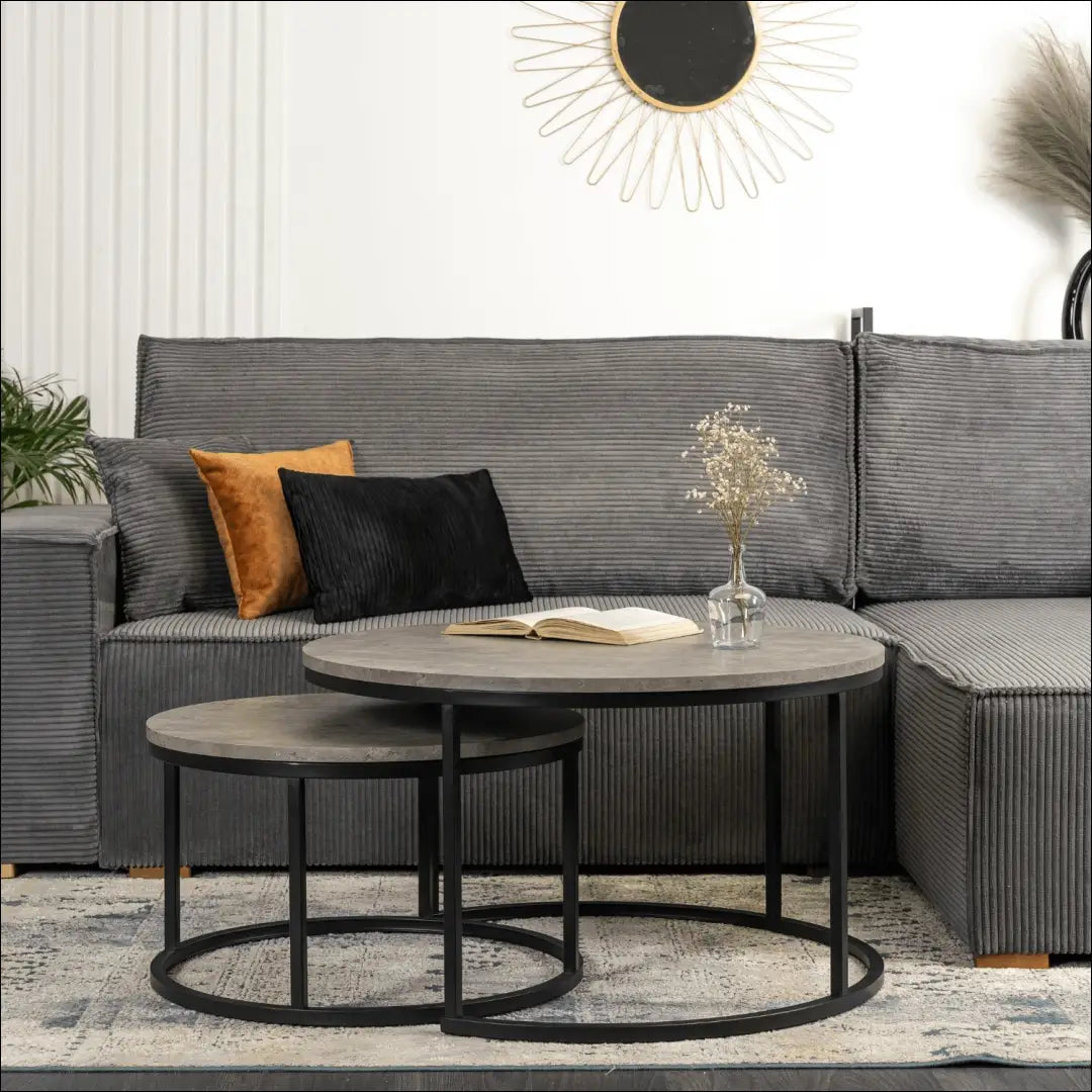 Kavos staliukų rinkinys iš MDF juodos spalvos / betono TE129 - €106 Save 15% 100-200, __label:Pristatymas 5-14 d.d.,