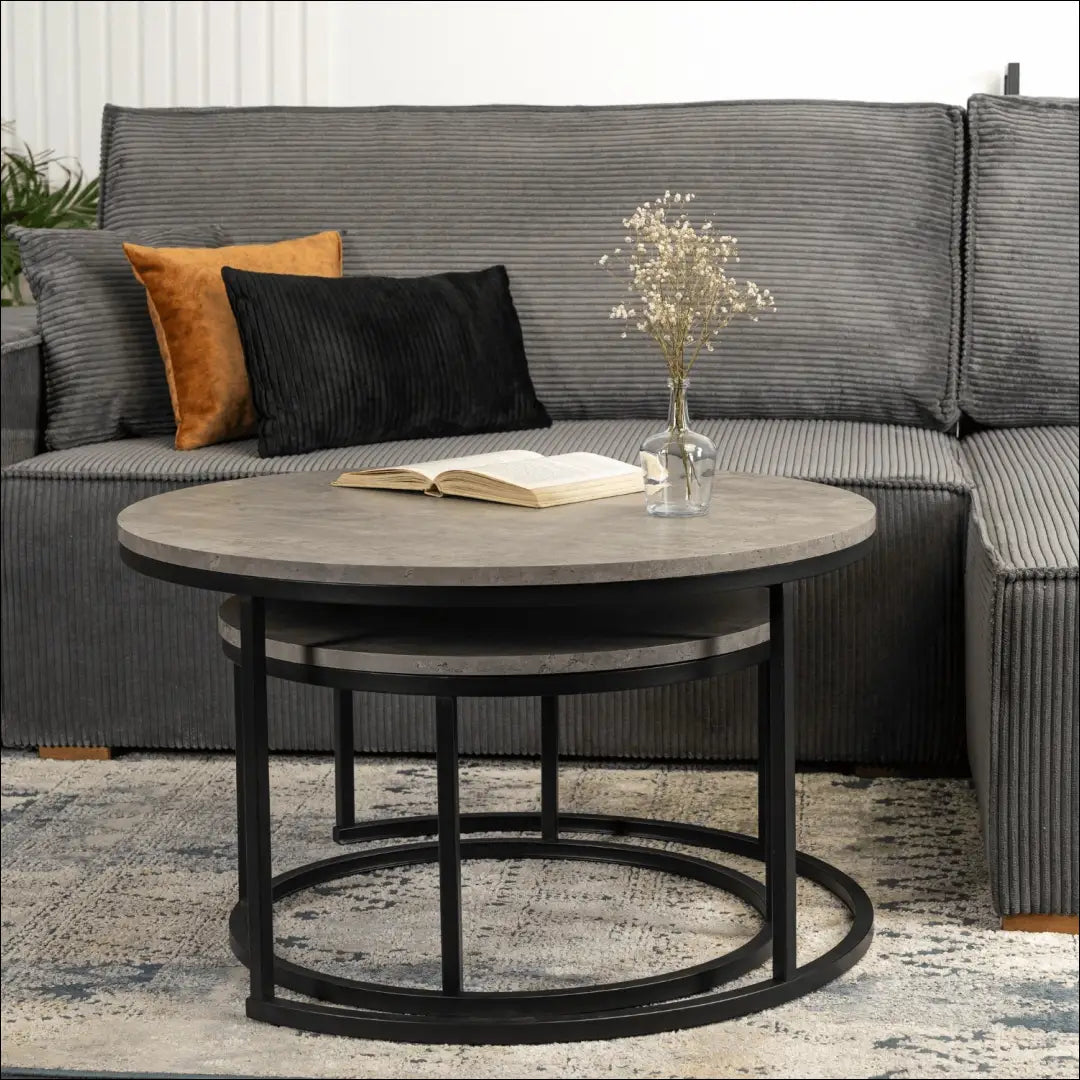Kavos staliukų rinkinys iš MDF juodos spalvos / betono TE129 - €106 Save 15% 100-200, __label:Pristatymas 5-14 d.d.,