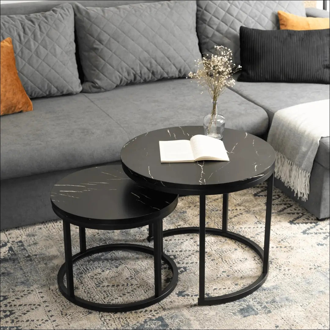 Kavos staliukų rinkinys iš MDF juodos spalvos / marmuro TE085 - €84 Save 15% 50-100, __label:Pristatymas 5-14 d.d.,