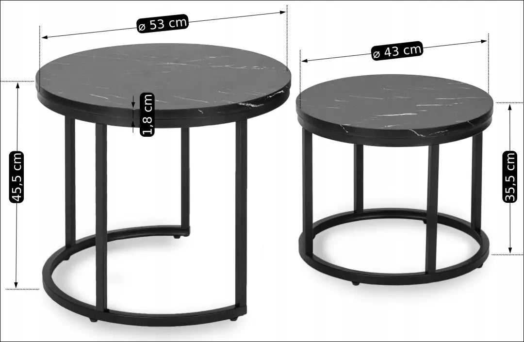 Kavos staliukų rinkinys iš MDF juodos spalvos / marmuro TE085 - €84 Save 15% 50-100, __label:Pristatymas 5-14 d.d.,