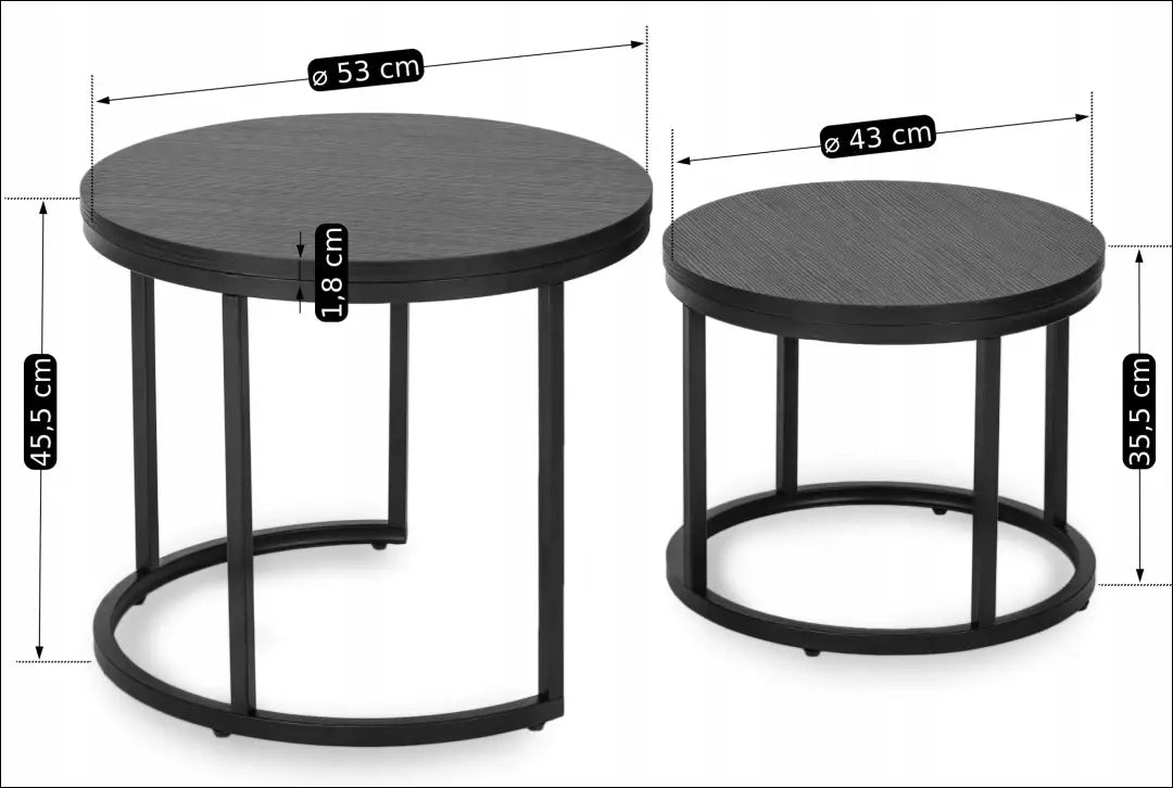 Kavos staliukų rinkinys iš MDF juodos spalvos TE082 - €88 Save 15% 50-100, __label:Pristatymas 5-14 d.d., elite,