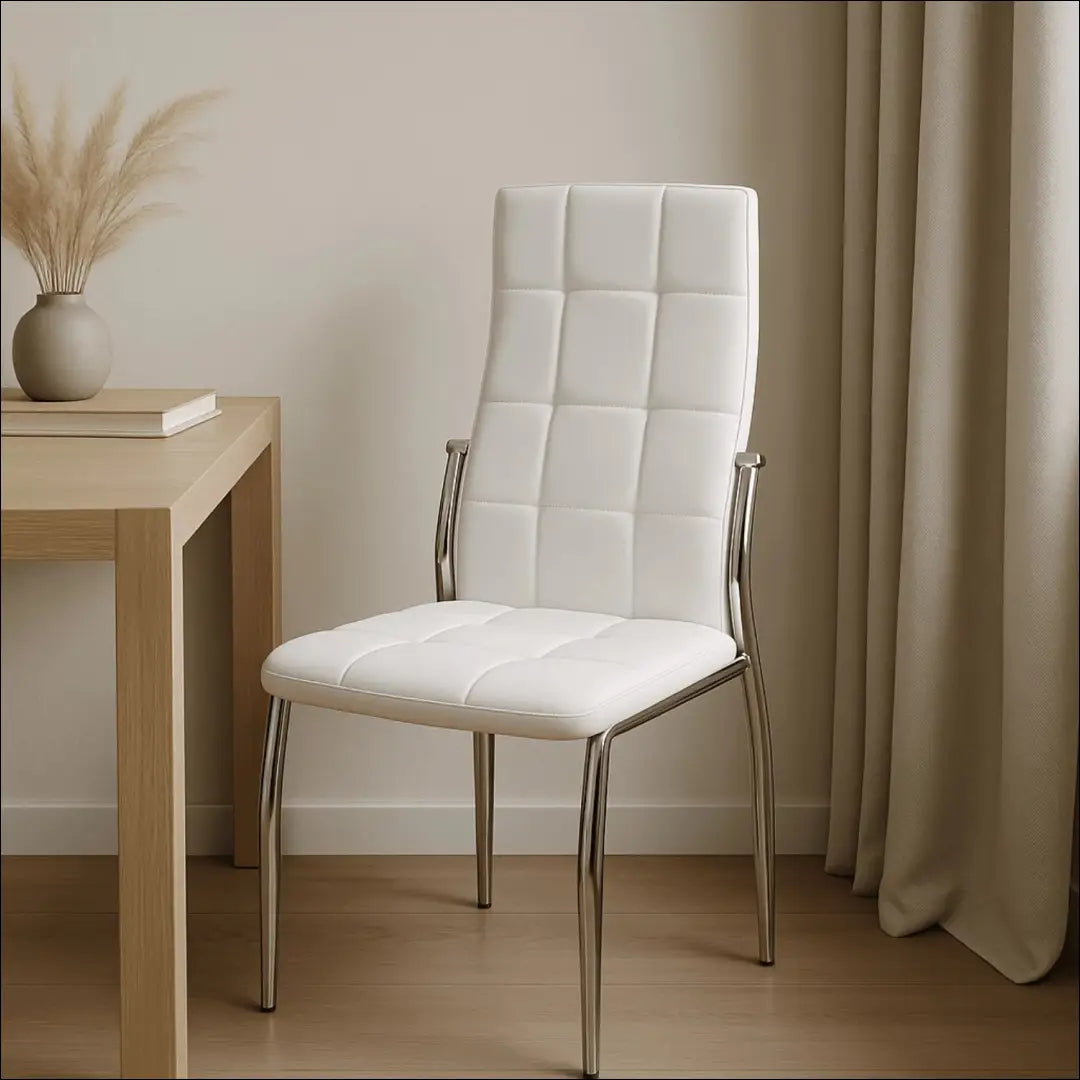 Kėdė iš eko odos baltos spalvos TE040 - €43 Save 15% 25-50, __label:Pristatymas 5-14 d.d., elite, Krzesła, spalva-balta