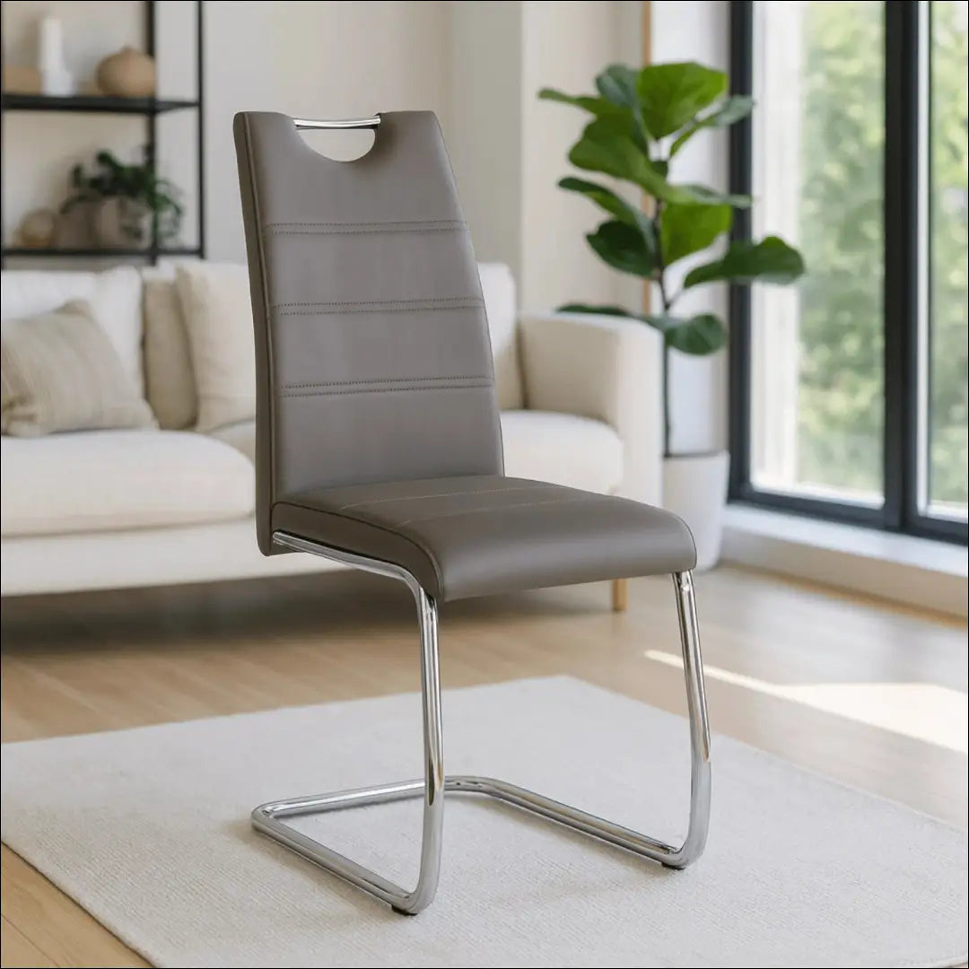 Kėdė iš eko odos pilkos spalvos TE457 - €54 Save 15% 50-100, __label:Pristatymas 5-14 d.d., elite, Krzesła,