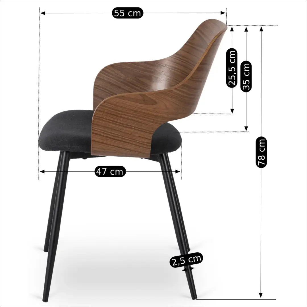 Kėdė su audiniu juodos spalvos / riešuto TE354 - €127 Save 15% 100-200, __label:Pristatymas 5-14 d.d., elite, Krzesła,