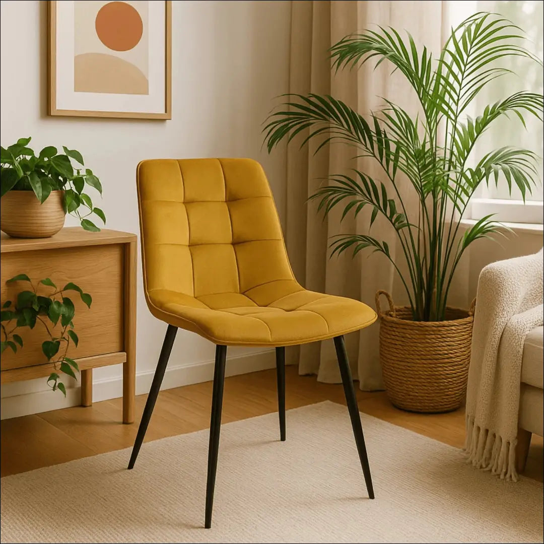 Kėdė su veliūro audiniu garstyčių spalvos TE046 - €35 Save 15% 25-50, __label:Pristatymas 5-14 d.d., elite, Krzesła,