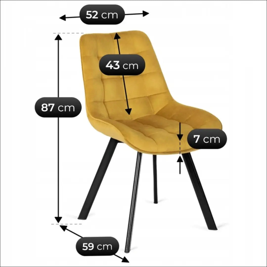 Kėdė su veliūro audiniu garstyčių spalvos TE108 - €52 Save 15% 50-100, __label:Pristatymas 5-14 d.d., elite, Krzesła,