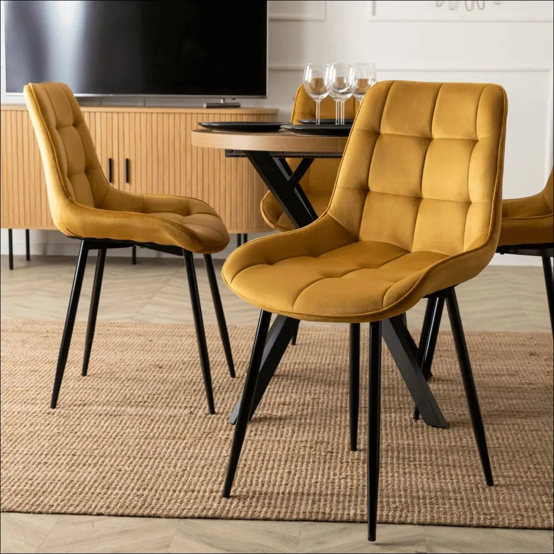 Kėdė su veliūro audiniu garstyčių spalvos TE798 - €42 Save 15% 25-50, __label:Pristatymas 5-14 d.d., elite,