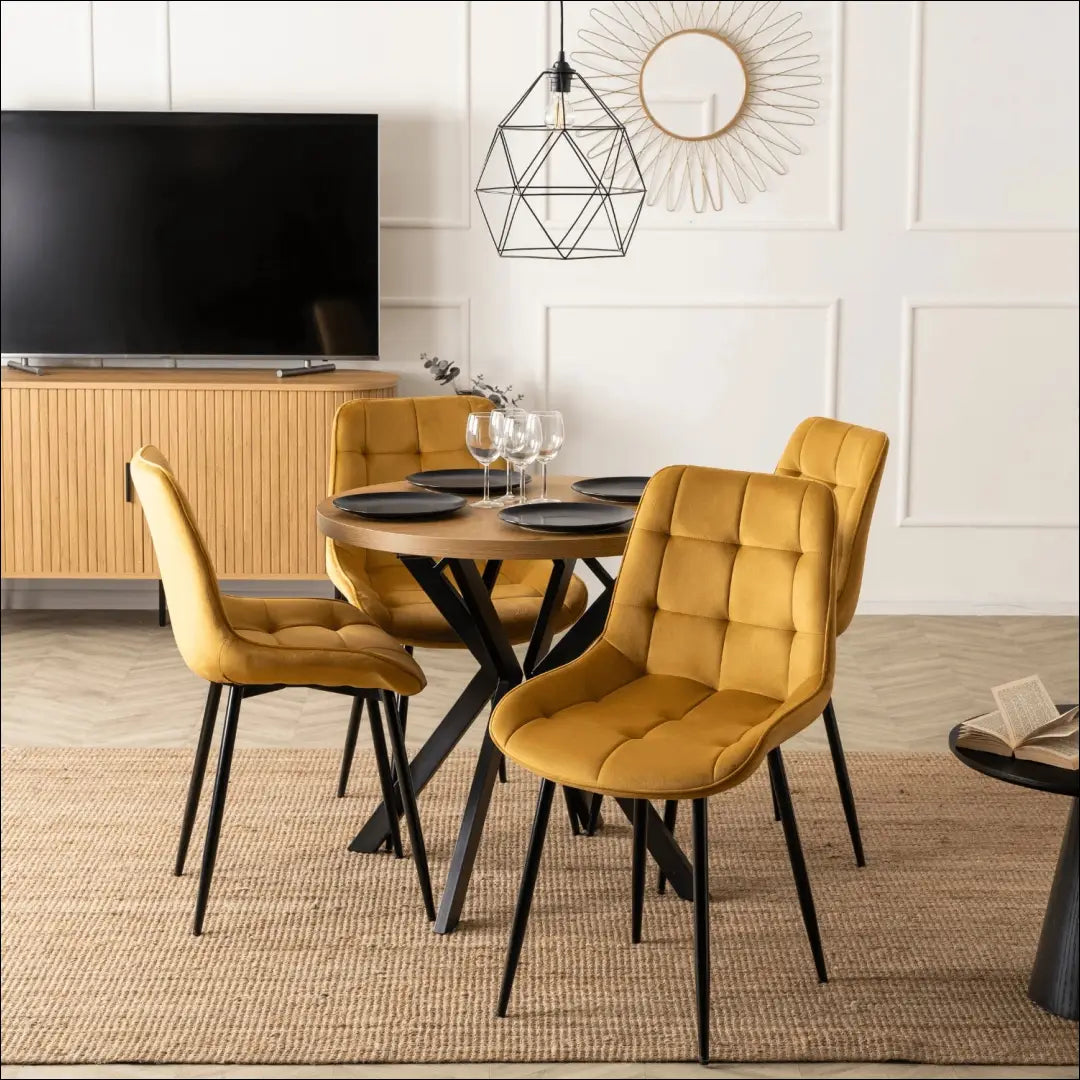 Kėdė su veliūro audiniu garstyčių spalvos TE798 - €43 Save 15% 25-50, __label:Pristatymas 5-14 d.d., elite,