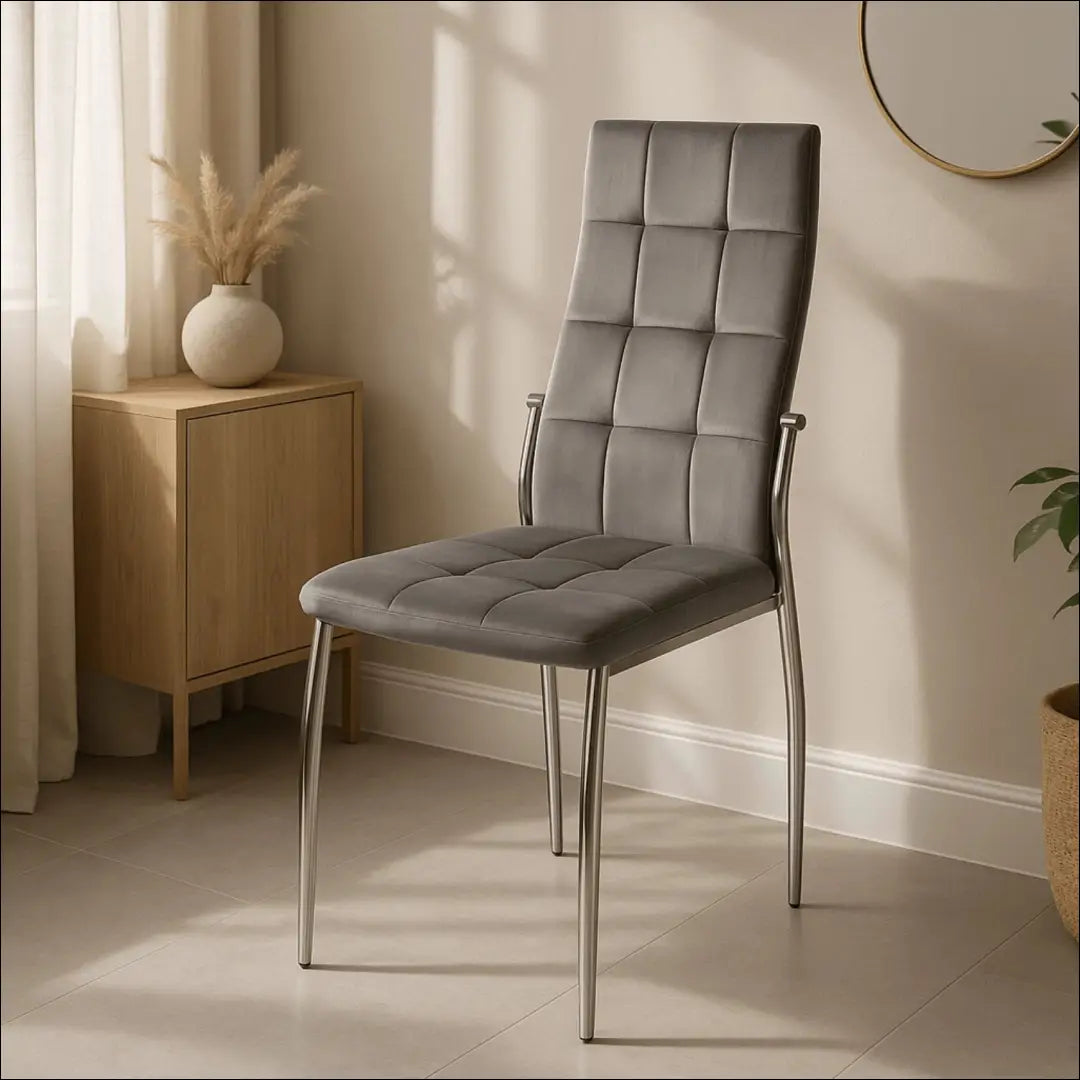 Kėdė su veliūro audiniu pilkos spalvos TE044 - €43 Save 15% 25-50, __label:Pristatymas 5-14 d.d., elite, Krzesła,