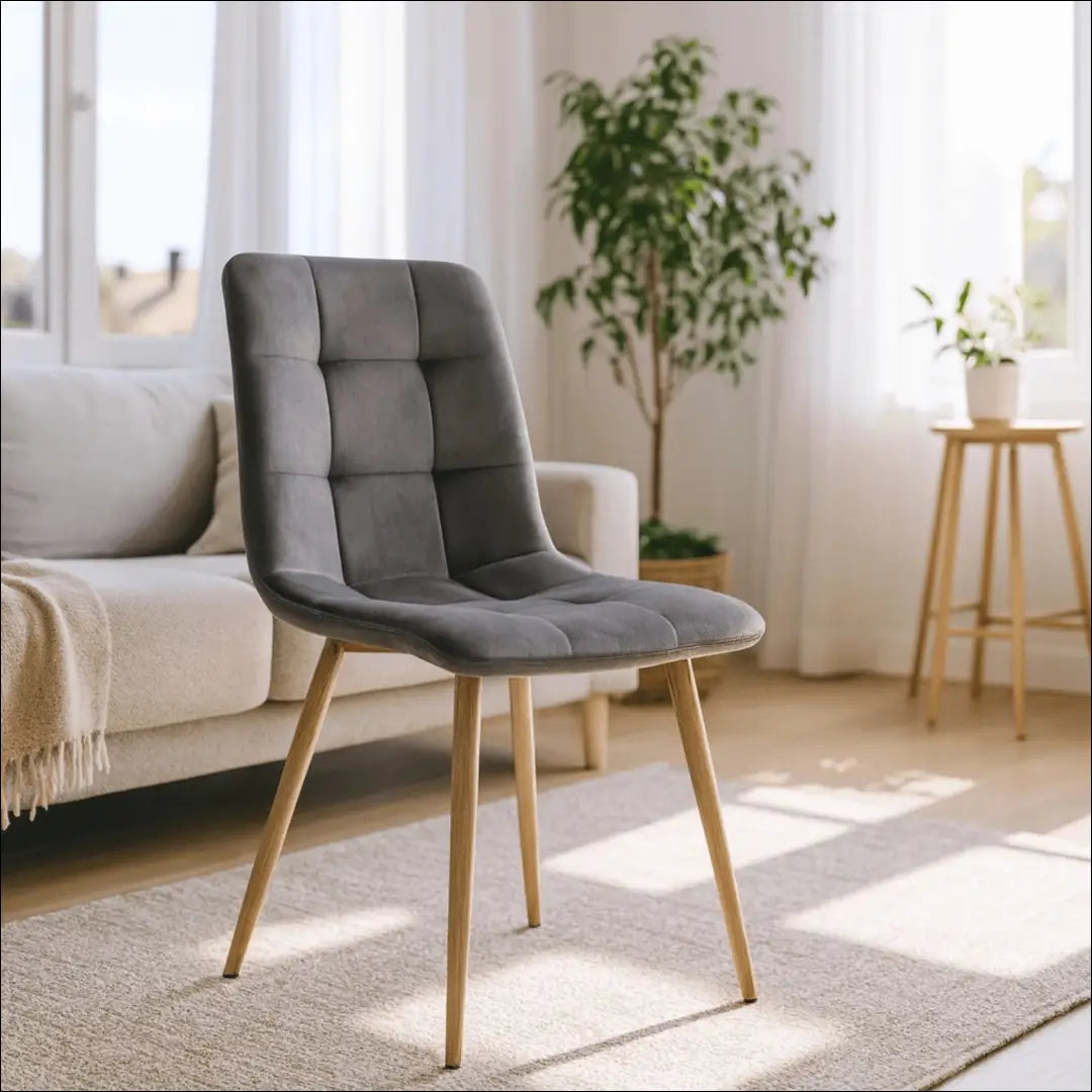 Kėdė su veliūro audiniu pilkos spalvos TE077 - €38 Save 15% 25-50, __label:Pristatymas 5-14 d.d., elite, Krzesła,