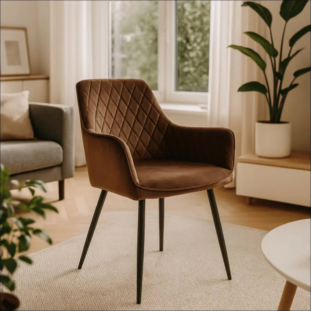Kėdė su veliūro audiniu rudos spalvos TE899 - €54 Save 15% 50-100, __label:Pristatymas 5-14 d.d., elite, Krzesła,