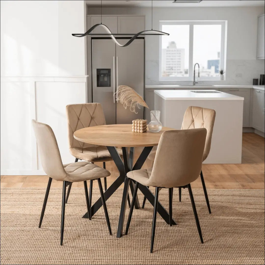 Kėdė su veliūro audiniu smėlio spalvos TE049 - €35 Save 15% 25-50, __label:Pristatymas 5-14 d.d., elite, Krzesła,