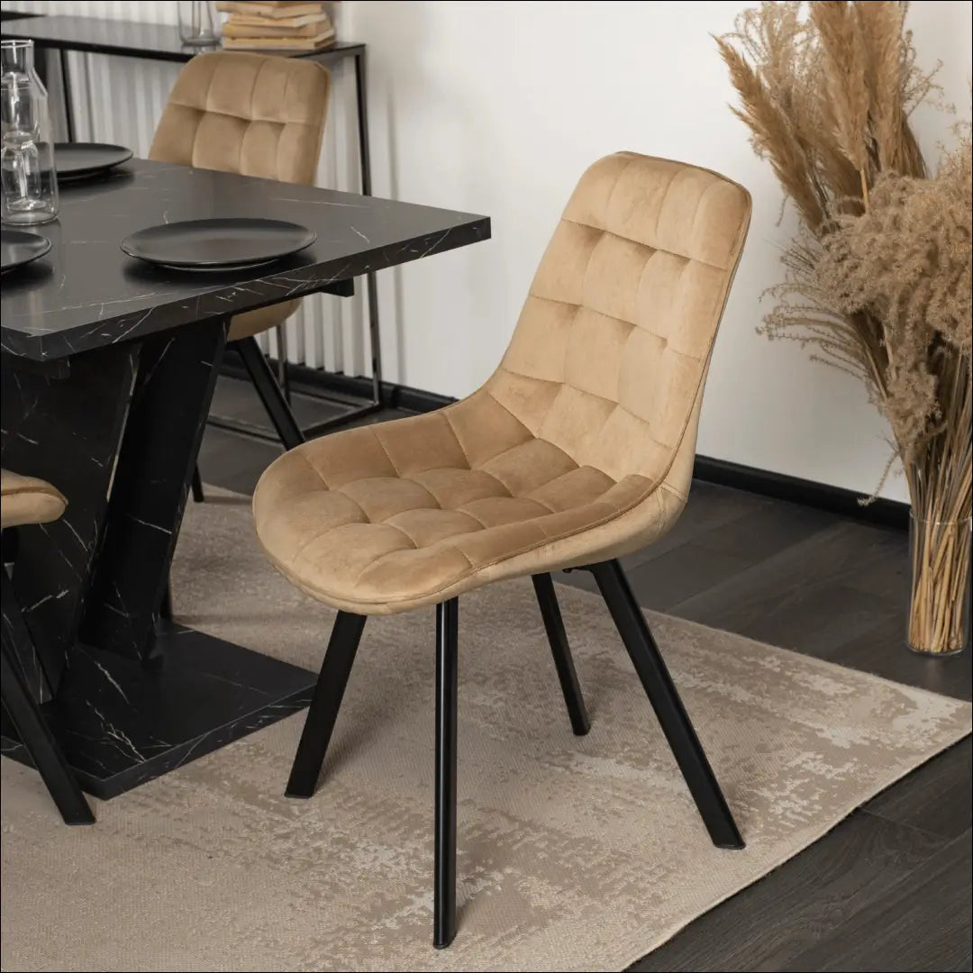 Kėdė su veliūro audiniu smėlio spalvos TE117 - €50 Save 15% 50-100, __label:Pristatymas 5-14 d.d., elite, Krzesła,