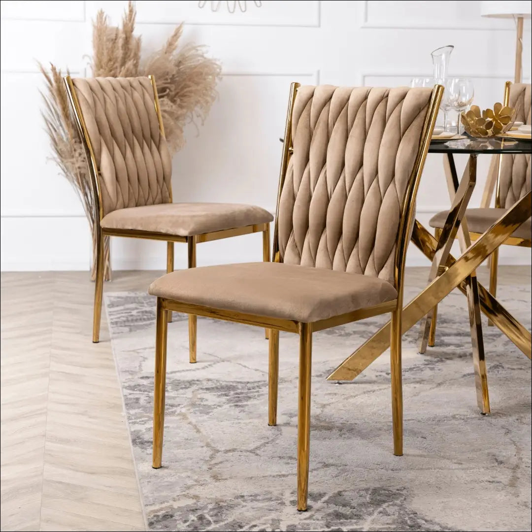 Kėdė su veliūro audiniu smėlio spalvos TE120 - €87 Save 15% 50-100, __label:Pristatymas 5-14 d.d., elite, Krzesła,