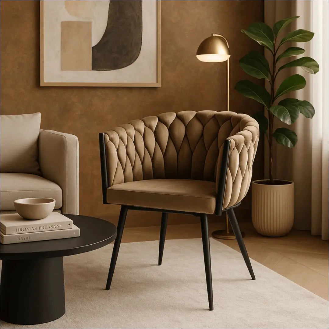 Kėdė su veliūro audiniu smėlio spalvos TE407 - €97 Save 15% 50-100, __label:Pristatymas 5-14 d.d., elite, Krzesła,