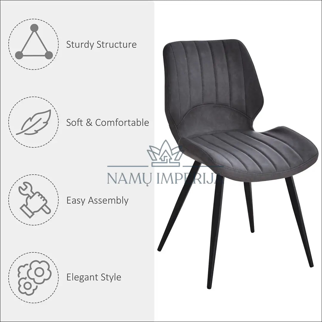 Kėdė VI1045 - €74 Save 50% 50-100, __label:Pristatymas 1-2 d.d., color-pilka, kedes-valgomojo, material-dirbtine-oda