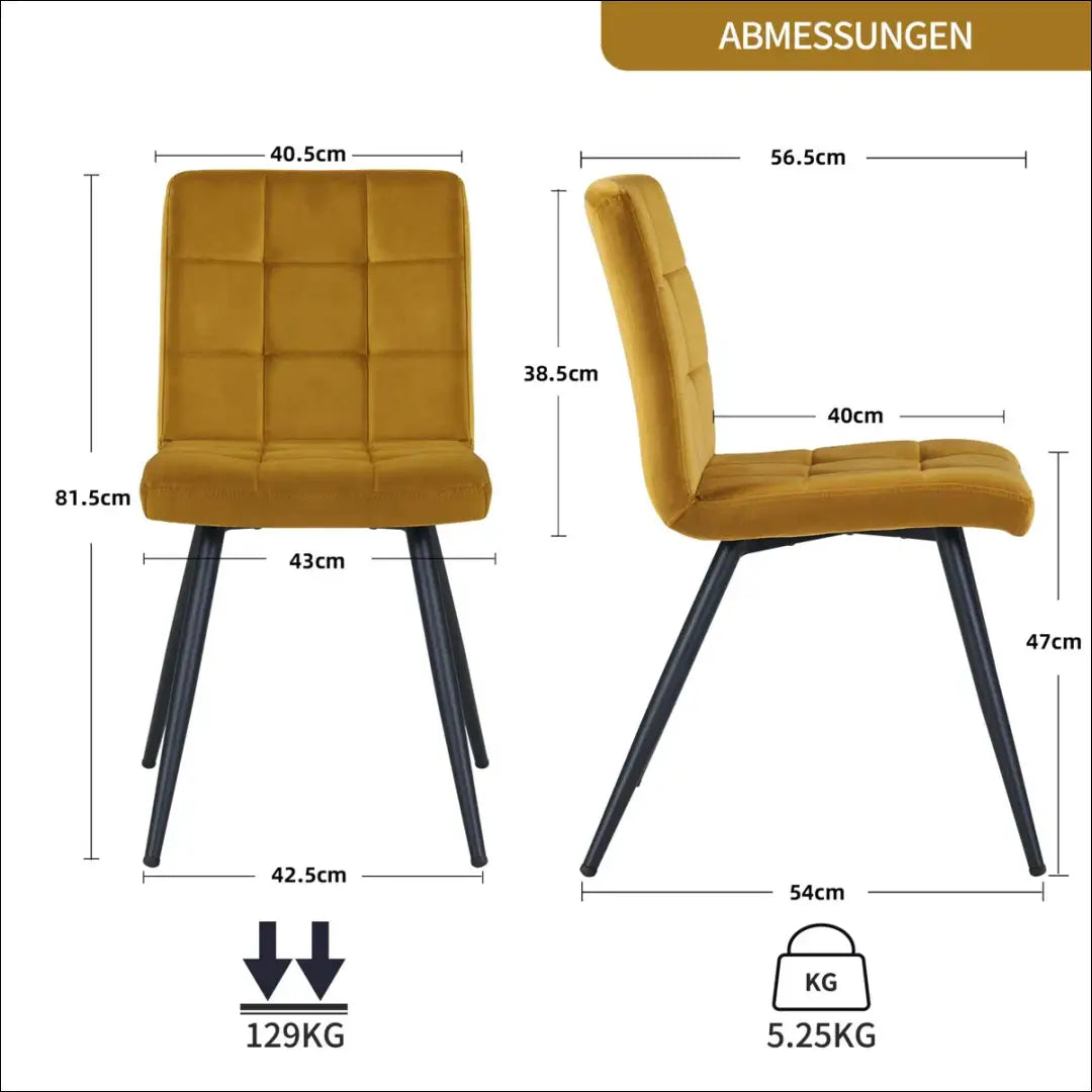 Kėdė VI1141 - €57 Save 50% 50-100, __label:Pristatymas 1-2 d.d., color-geltona, kedes-valgomojo, material-aksomas €50