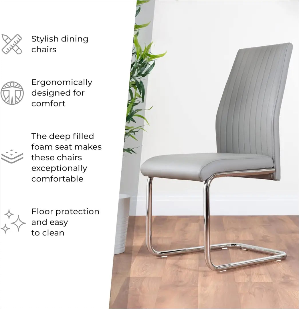 Kėdė VI1164 - €49 Save 50% 25-50, __label:Pristatymas 1-2 d.d., color-pilka, kedes-valgomojo, material-eko-oda €25