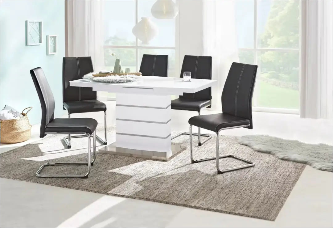 Kėdė VI1534 - €53 Save 50% 50-100, __label:Pristatymas 1-2 d.d., color-juoda, color-sidabrine, kedes-valgomojo Dirbtinė