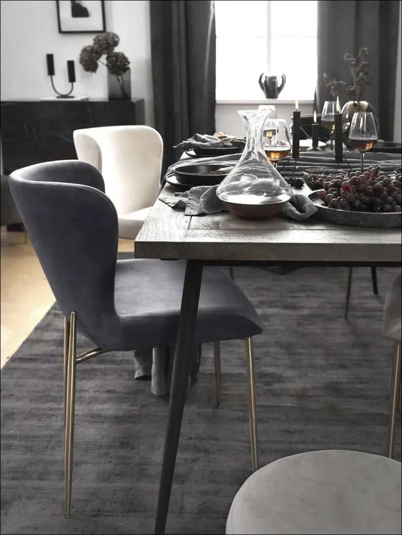 Kėdė VI671 - €86 Save 65% 50-100, __label:Pristatymas 1-2 d.d., color-pilka, kedes-valgomojo, material-aksomas €50