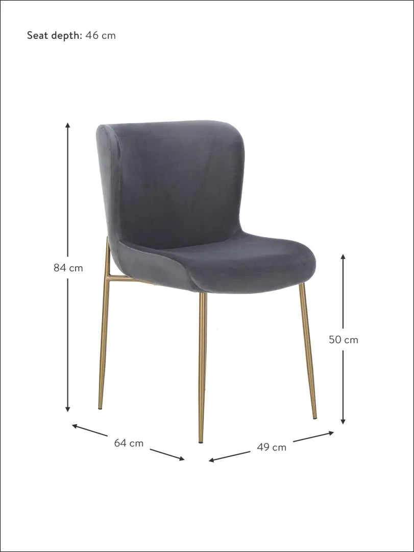 Kėdė VI671 - €86 Save 65% 50-100, __label:Pristatymas 1-2 d.d., color-pilka, kedes-valgomojo, material-aksomas €50