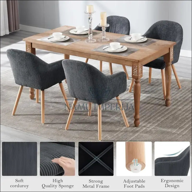 Kėdė VI943 - €84 Save 50% 50-100, __label:Pristatymas 1-2 d.d., color-pilka, kedes-valgomojo, material-aksomas €50