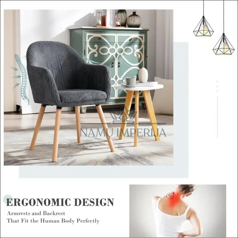 Kėdė VI943 - €84 Save 50% 50-100, __label:Pristatymas 1-2 d.d., color-pilka, kedes-valgomojo, material-aksomas €50
