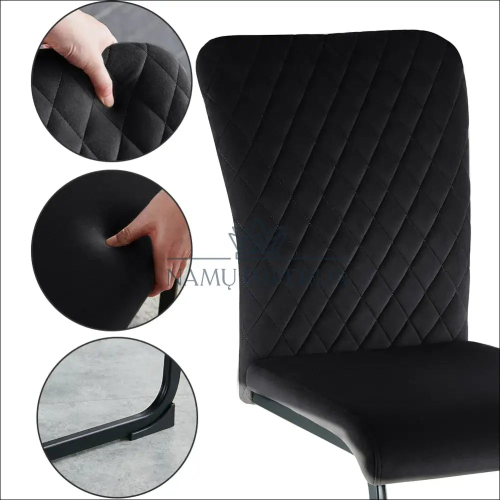 Kėdė VI951 - €64 Save 55% 50-100, __label:Pristatymas 1-2 d.d., color-juoda, kedes-valgomojo, material-aksomas €50