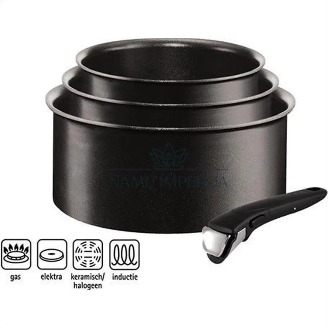 Keptuvių komplektas (3vnt) ’Tefal’ DI9422 - €50 Save 60% 50-100, __label:Pristatymas 1-2 d.d., color-juoda, interjeras,