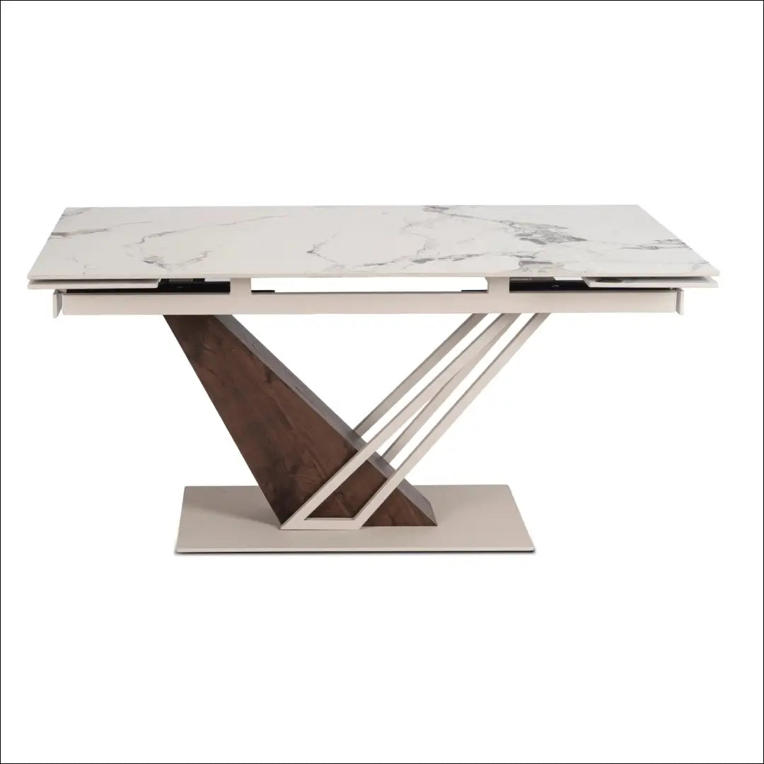 Keraminis ištraukiamas stalas 160–220 cm kašmyro spalvos marmuras/riešutmedis TE2612 - €595 Save 15%