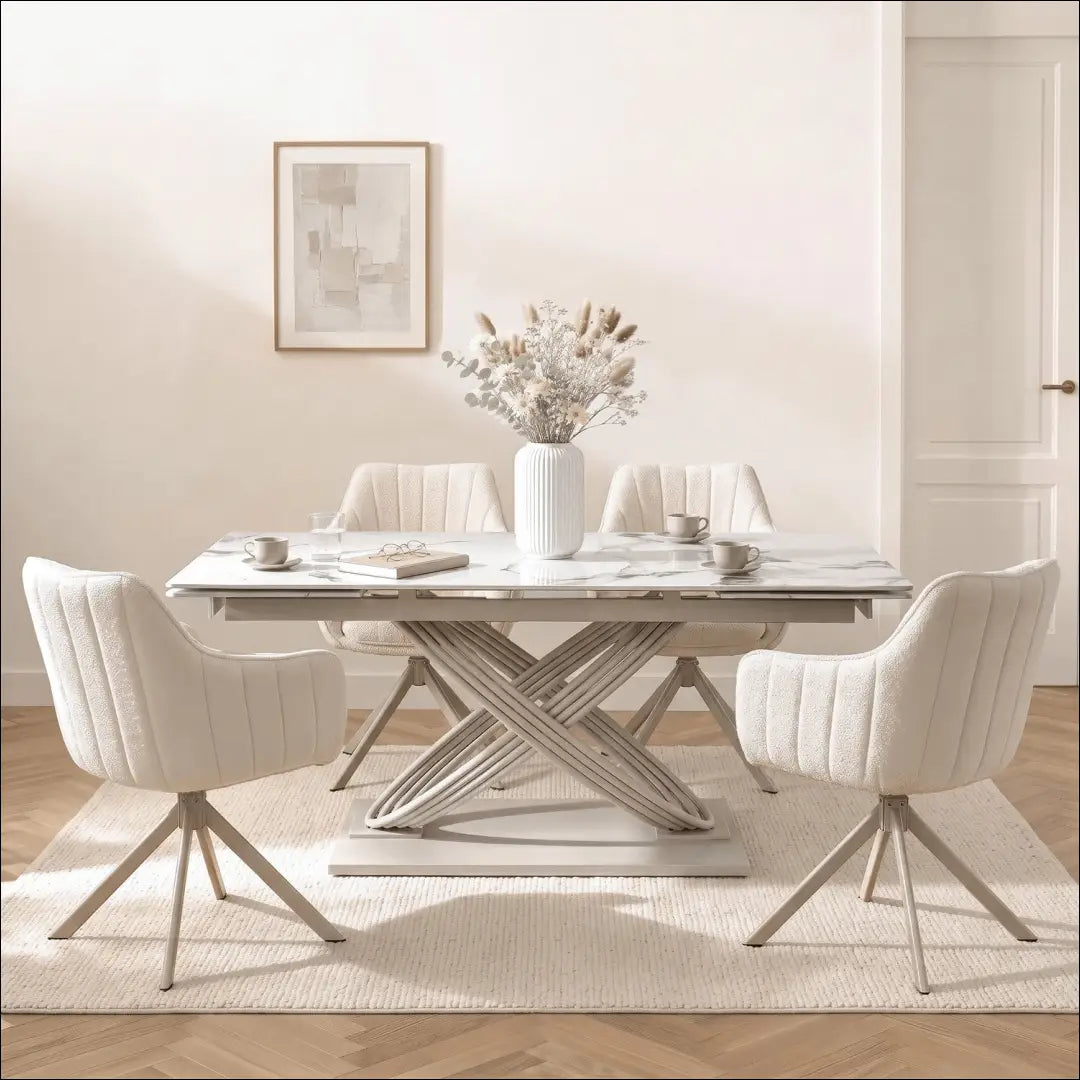 Keraminis ištraukiamas stalas 160–240 cm baltas marmuras/kašmyras TE2603 - €704.32 Save 15% __label:Pristatymas 5-14