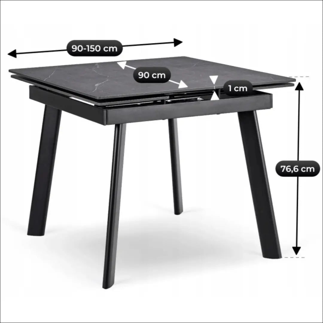 Keraminis ištraukiamas stalas 90–150 cm juodas marmuras/juoda TE2410 - €319 Save 15% __label:Pristatymas 5-14 d.d.,
