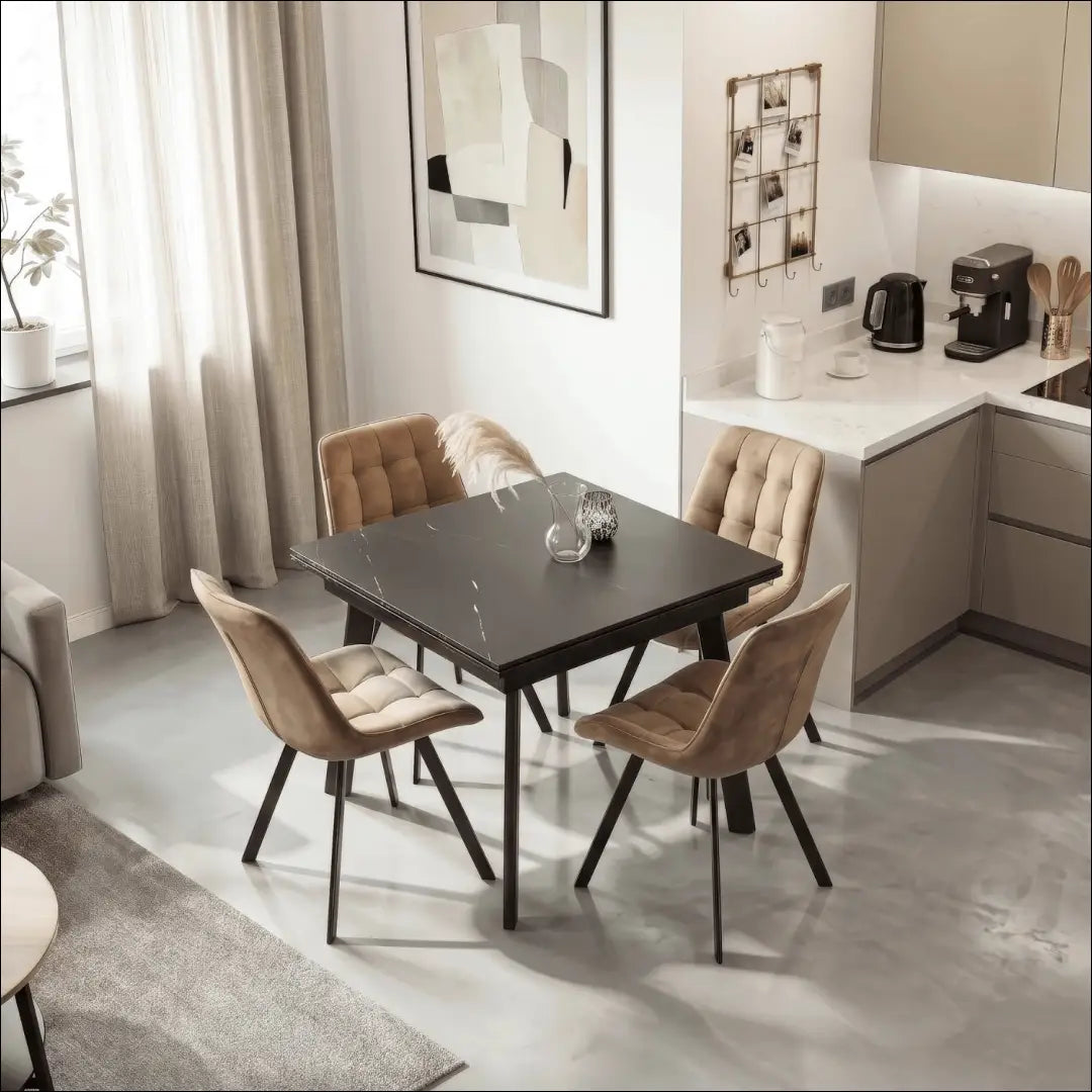 Keraminis ištraukiamas stalas 90–150 cm juodas marmuras/juoda TE2410 - €318.05 Save 15% __label:Pristatymas 5-14 d.d.,