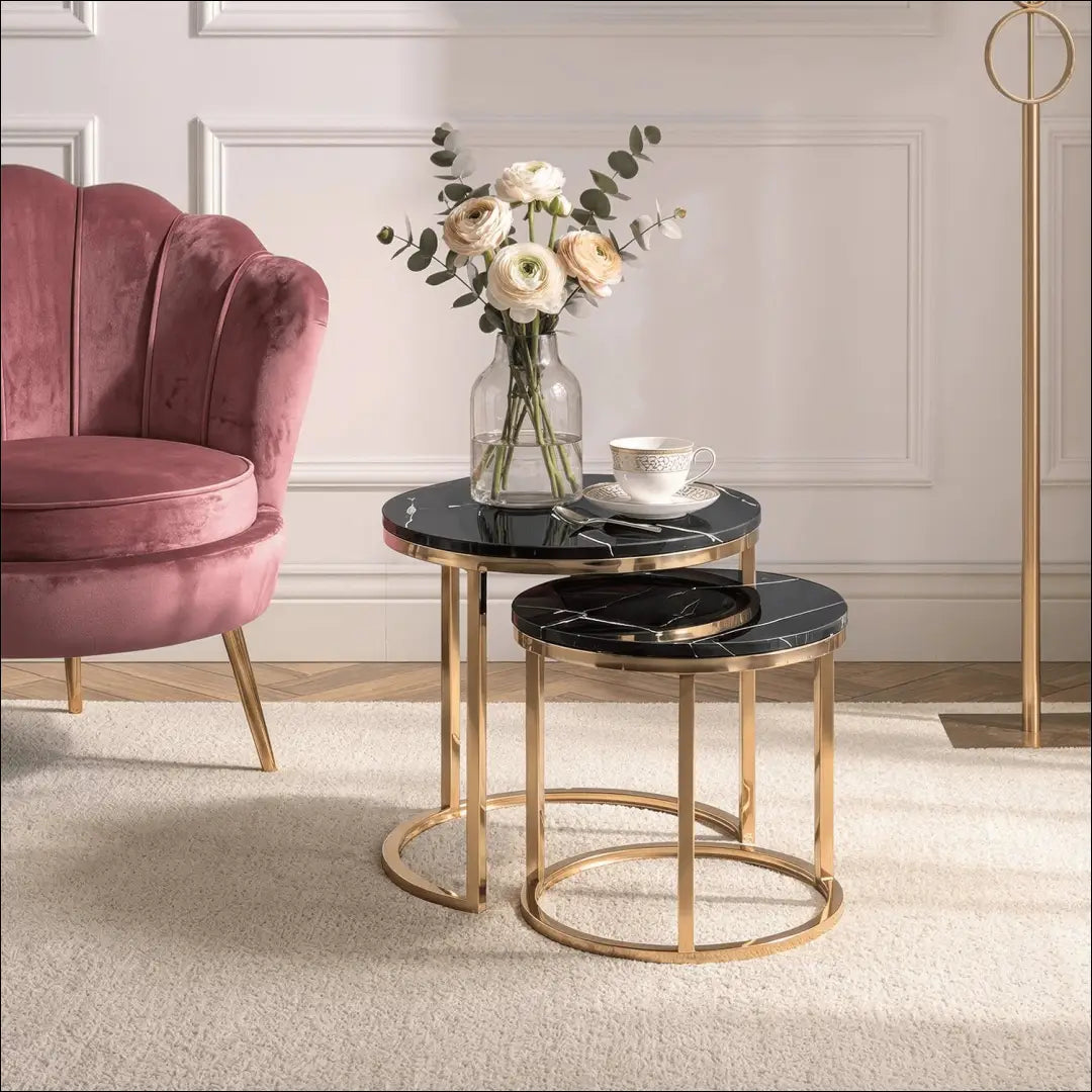 Keraminių stalų komplektas 45 cm/60 cm juodas marmuras/auksas TE2577 - €157 Save 15% __label:Pristatymas 5-14 d.d.,