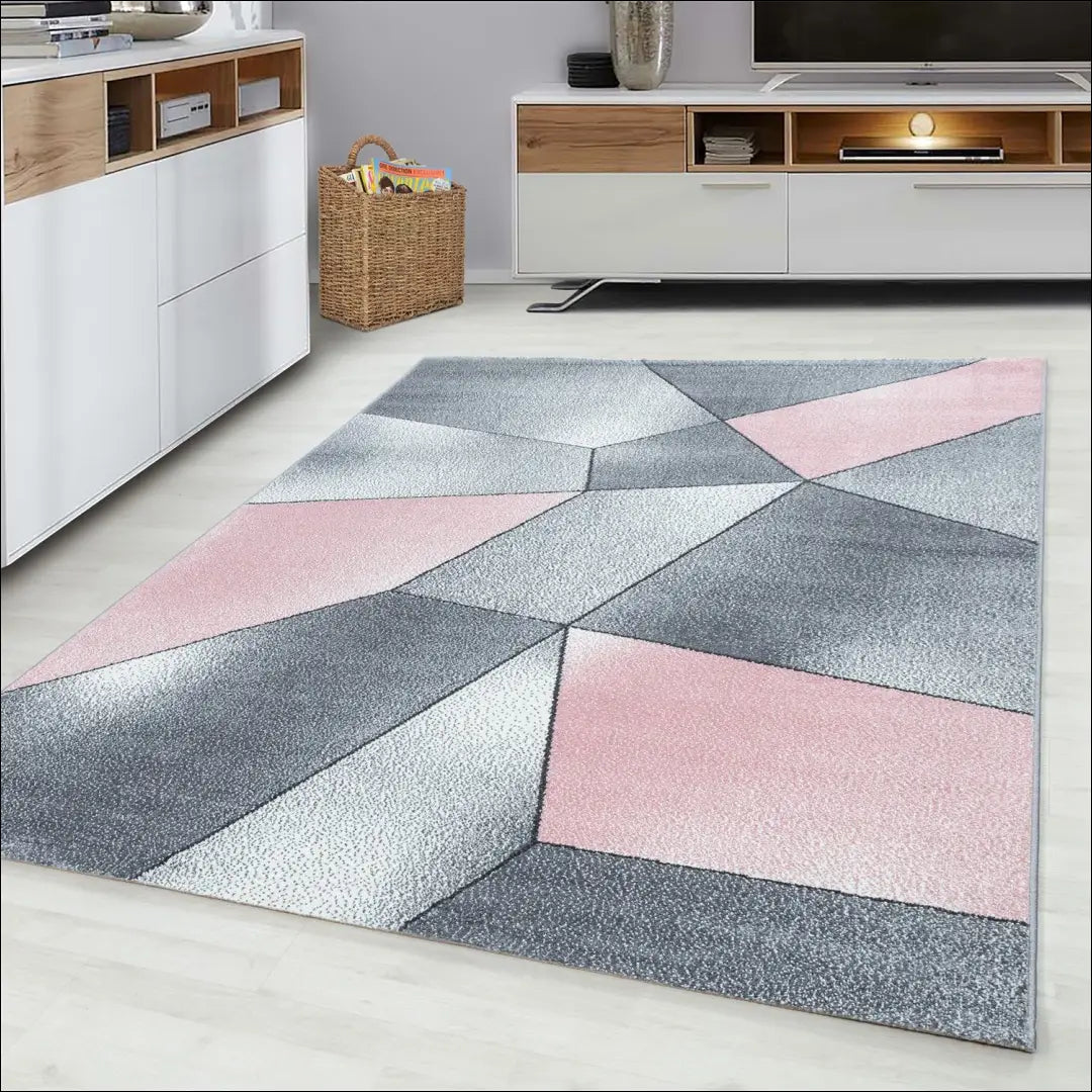 Kilimas NI2110 - €75 Save 30% 100-200, 50-100, __label:Pristatymas 5-14 d.d., ayy, color-pilka 120 x 170 cm / Rožinė