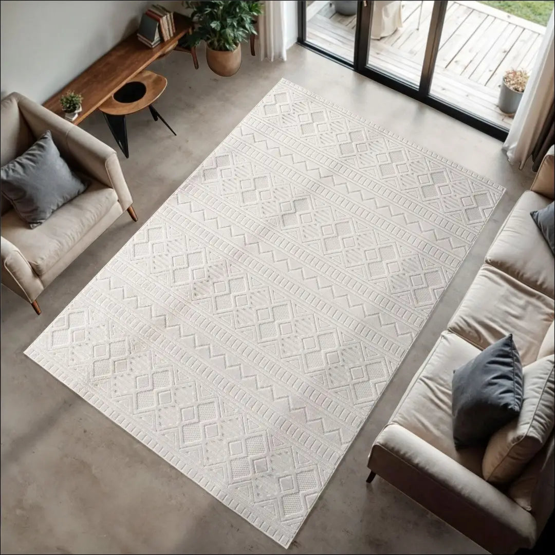 Kilimas NI2720 - €66 Save 15% 100-200, 25-50, 3D Design, 50-100, Fibrilliert Yarn 120 x 170 cm / Kremas