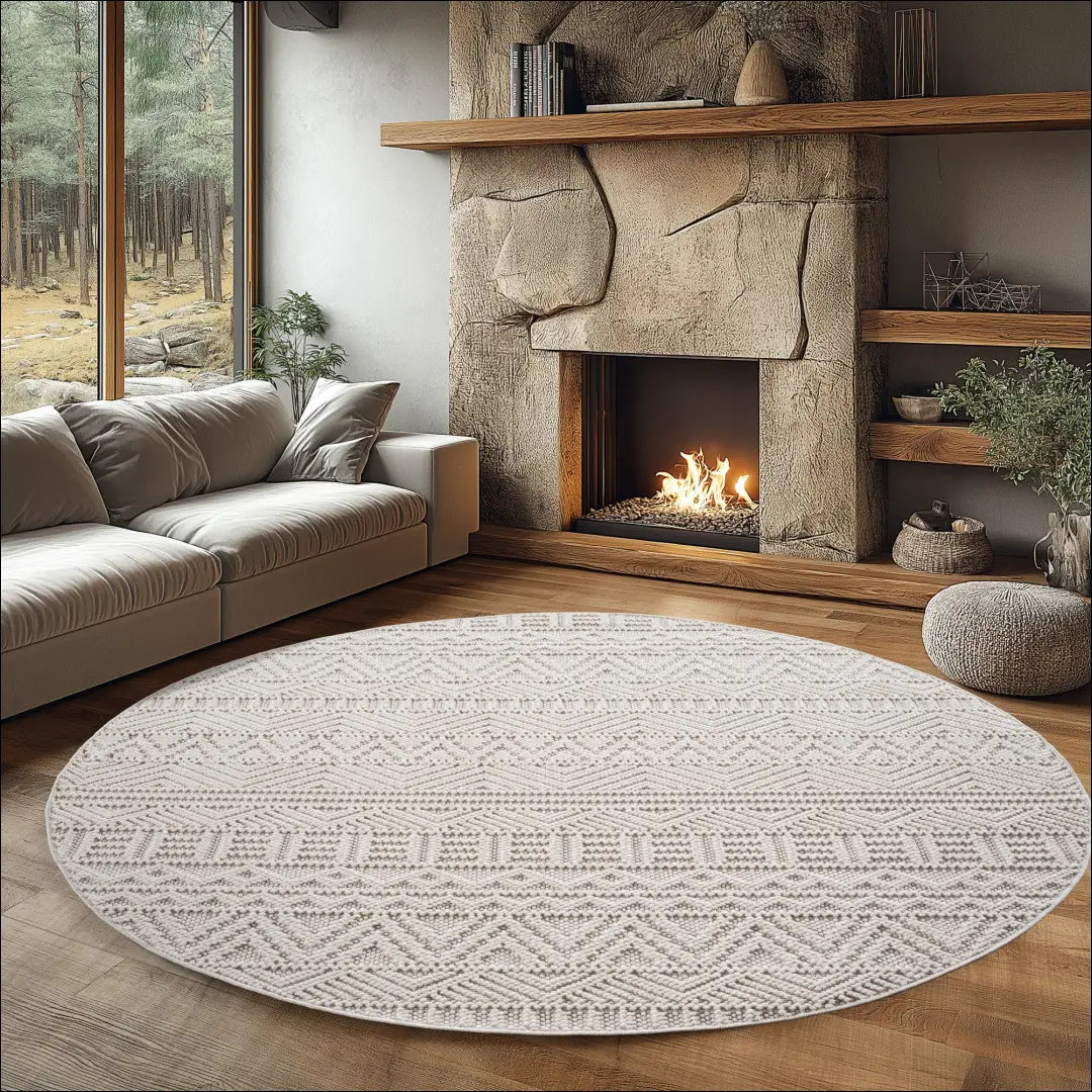 Kilimas NI2834 - €76 Save 15% 100-200, 25-50, 50-100, __label:Pristatymas 5-14 d.d., apvalus 120 cm Skersmuo / kremas