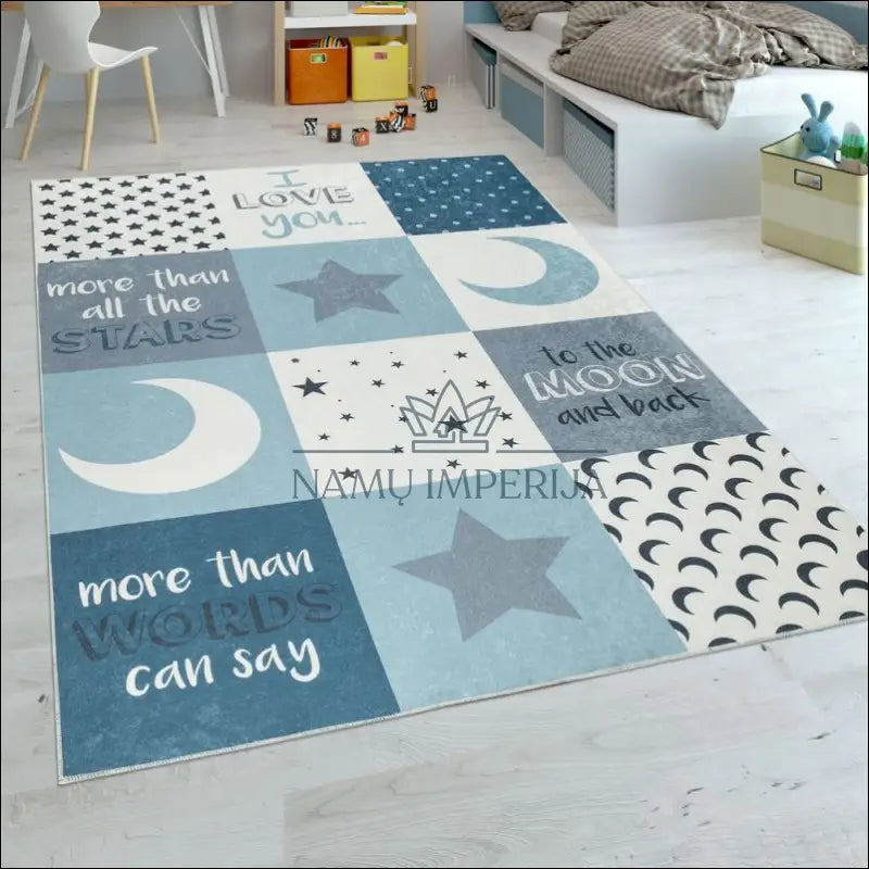 Kilimas NI3157 - €74 Save 20% 100-200, 50-100, __label:Pristatymas 5-14 d.d., ayy, Childrens Rug Boys Moon Stars Blue