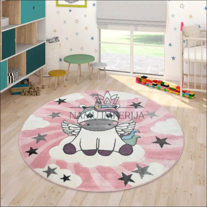 Kilimas NI3164 - €98 Save 20% 100-200, 50-100, ayy, Childrens Rug Girls Unicorn Clouds Grey Pink, color-rozine 120 x