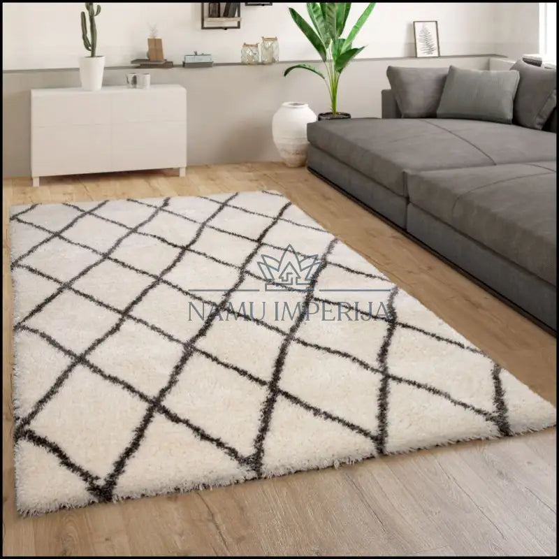 Kilimas NI3171 - €98 Save 20% 100-200, 50-100, ayy, color-kremas, Deep ilgaplaukiai Rug Diamond Pattern 120 x 160 cm