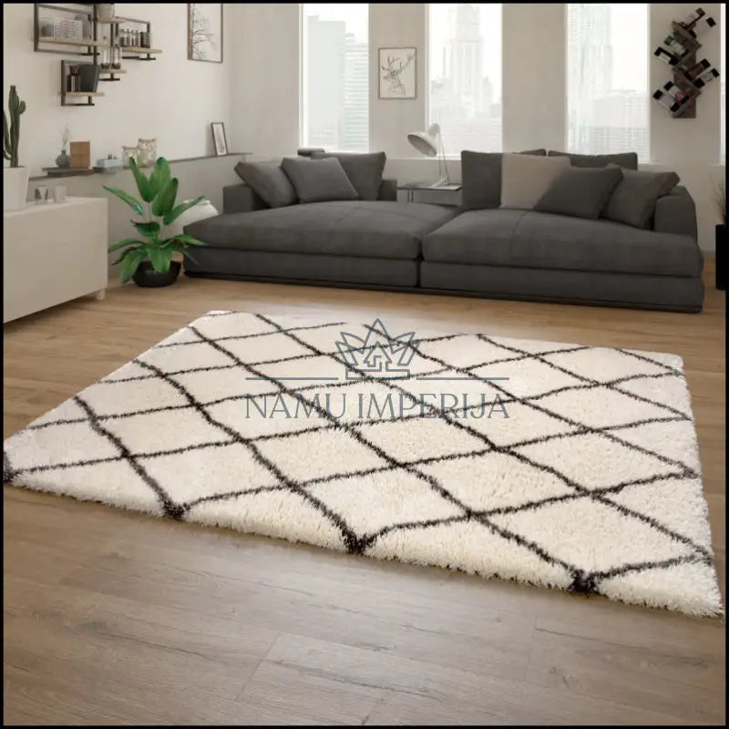 Kilimas NI3171 - €98 100-200, 50-100, ayy, color-kremas, Deep ilgaplaukiai Rug Diamond Pattern 160 x 230 cm | Namų