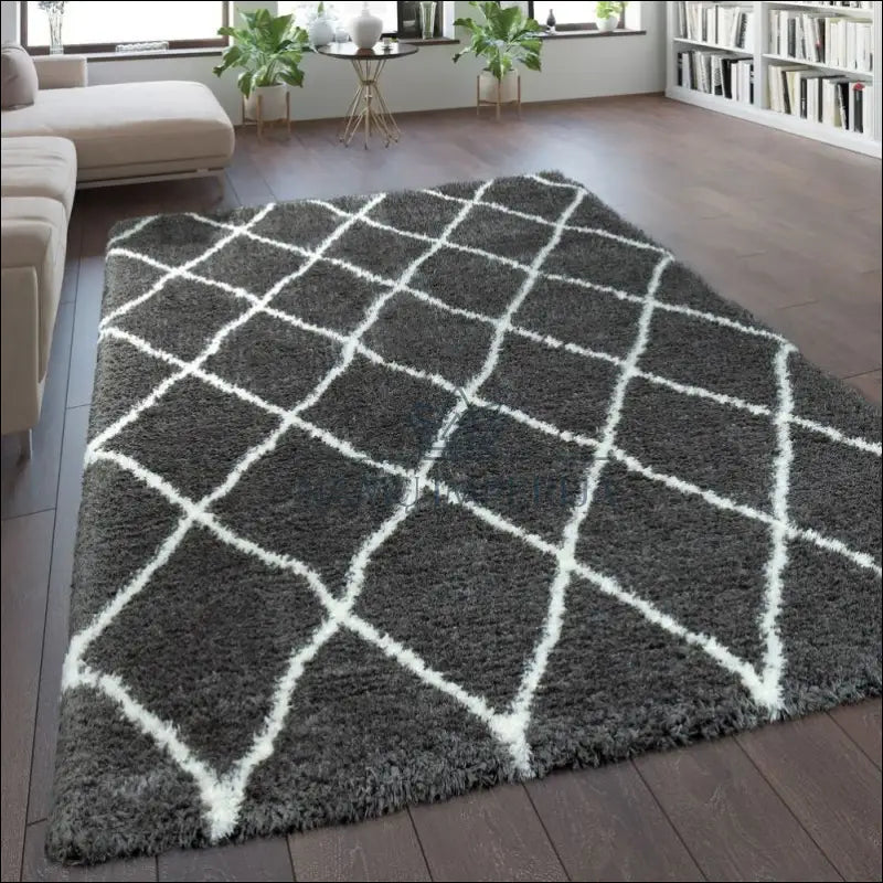 Kilimas NI3172 - €145 Save 20% 100-200, 50-100, ayy, color-pilka, Deep ilgaplaukiai Rug Diamond Pattern 160 x 230 cm