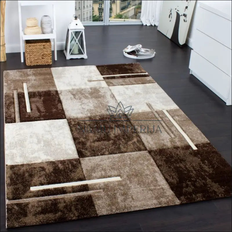 Kilimas NI3231 - €71 Save 15% 100-200, 50-100, ayy, color-ruda, Designer Carpet Contour Cut Chequered Silver Black 80