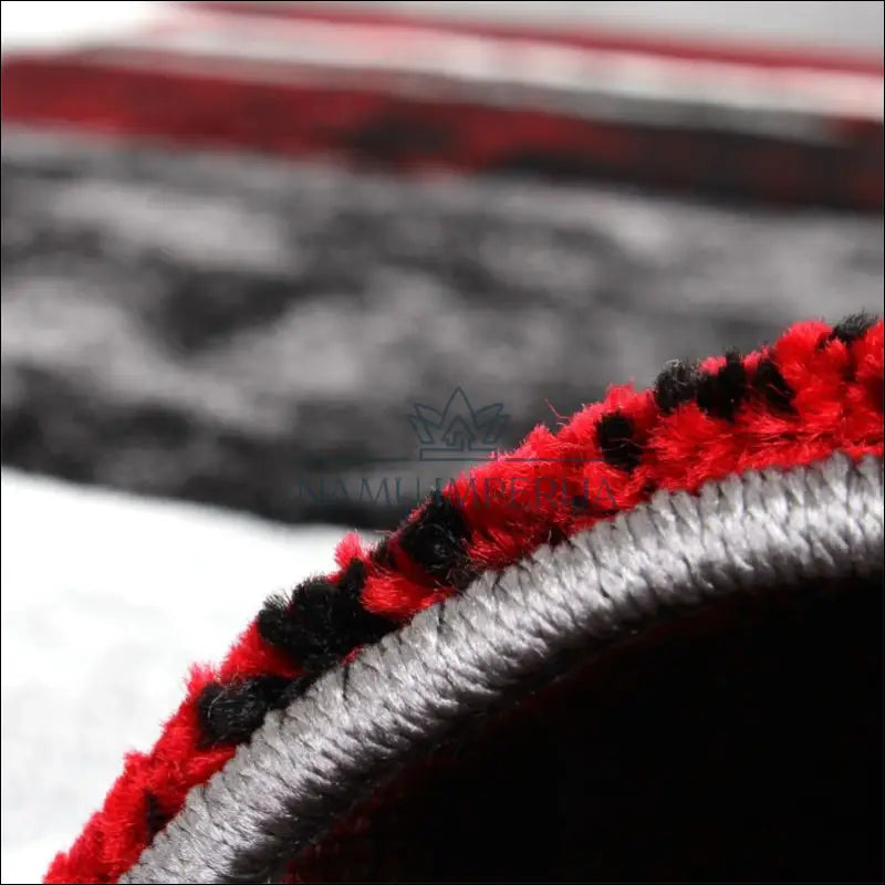 Kilimas NI3232 - €384 100-200, ayy, color-pilka-raudona, Designer Carpet Contour Cut Chequered Silver Black, kilimai