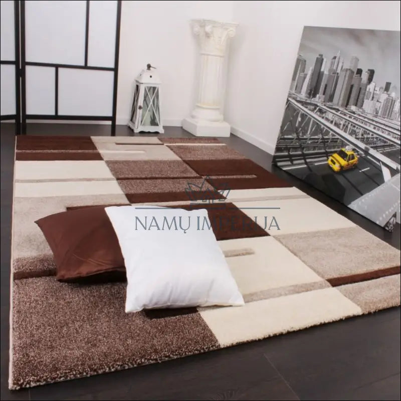 Kilimas NI3235 - €98 Save 20% 50-100, ayy, color-smelio, Designer Carpet Contour Cuts With A Chequered Pattern Beige,