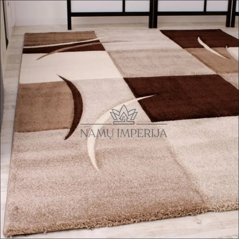 Kilimas NI3237 - €92 100-200, 50-100, ayy, color-ruda, Designer Carpet Geometric Purple Black Creme Kilimai | Namų