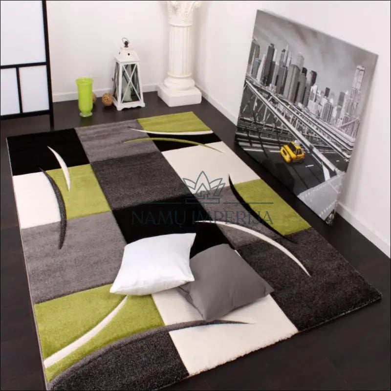 Kilimas NI3238 - €92 Save 20% 100-200, 50-100, ayy, color-zalia, Designer Carpet Geometric Purple Black Creme 120 x