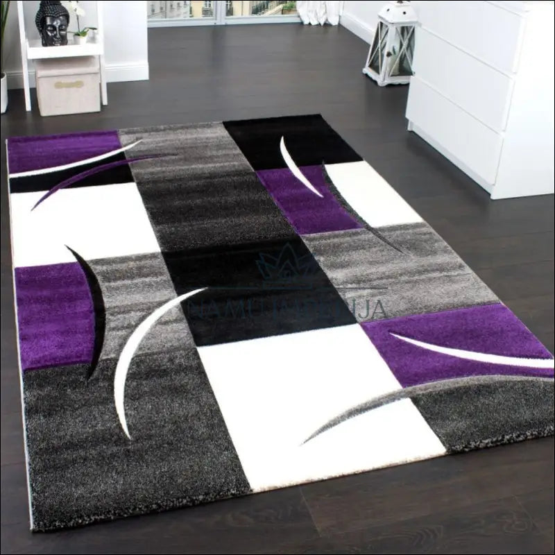 Kilimas NI3239 - €92 Save 20% 100-200, 50-100, ayy, color-violetine, Designer Carpet Geometric Purple Black Creme 120