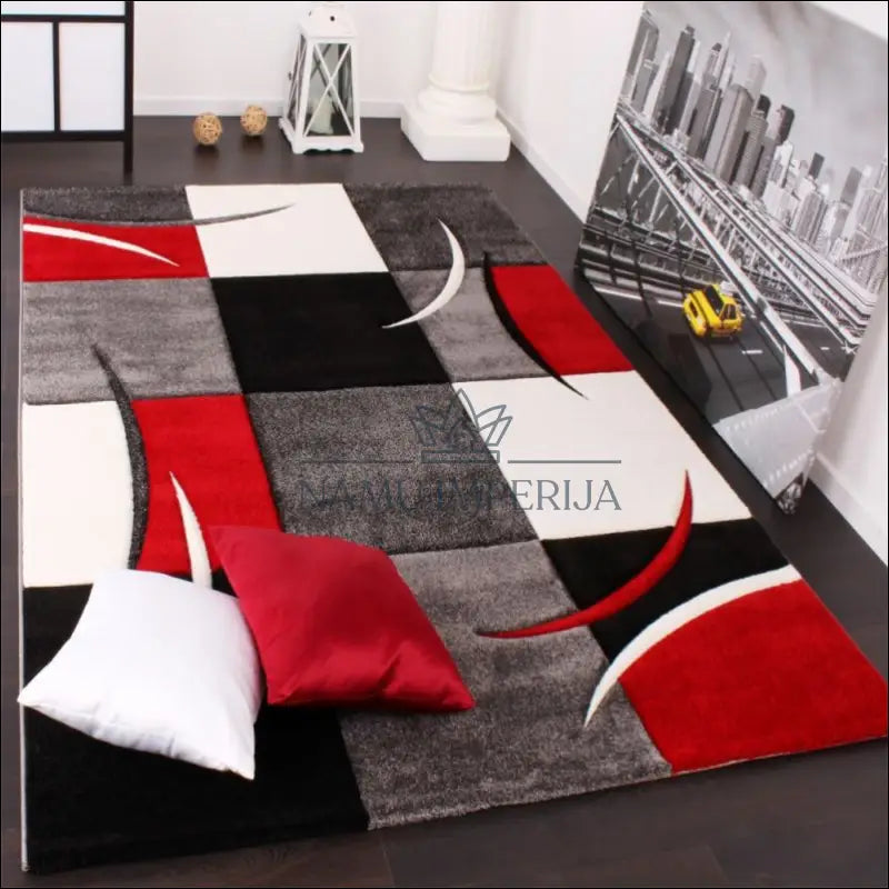 Kilimas NI3240 - €92 Save 20% 100-200, 50-100, ayy, color-raudona, Designer Carpet Geometric Purple Black Creme 120 x